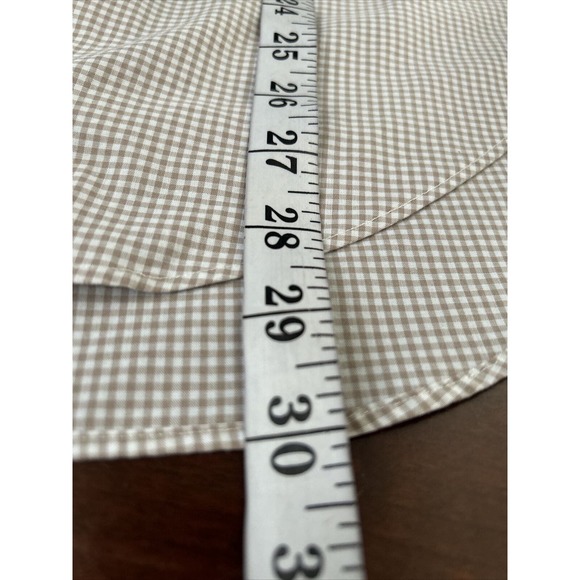 RALPH LAUREN Classic Fit Long Sleeve Button Shirt 15 M‎ Brown Gingham Plaid - Picture 7 of 8